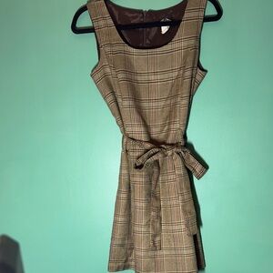 Royalty Tan Plaid Mini Dress with Belt